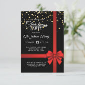 Elegant Zwart Rood Bow Kerst Vakantie Party Kaart (Staand voorkant)