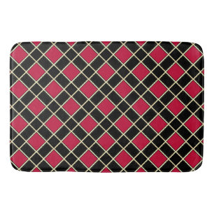 Elegant zwart rood diamant patroon badmat