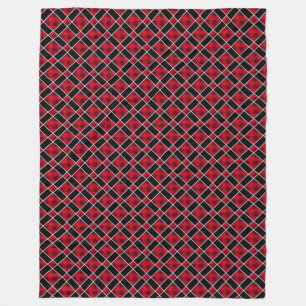 Elegant zwart & rood diamantpatroon fleece deken