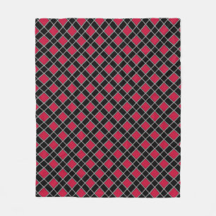 Elegant zwart rood diamantpatroon fleece deken