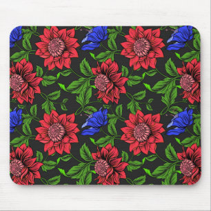 Elegant zwart rood en blauw zwart achtergrond muismat