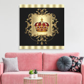 Elegant Zwart Rood en Goud Kroon Canvas Muurkunst (Insitu (Woonkamer))