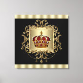 Elegant Zwart Rood en Goud Kroon Canvas Muurkunst (Voorkant)