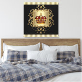 Elegant Zwart Rood en Goud Kroon Canvas Muurkunst (Insitu (Slaapkamer))