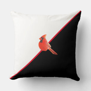 Elegant zwart rood en wit & kardinaalvogel kussen