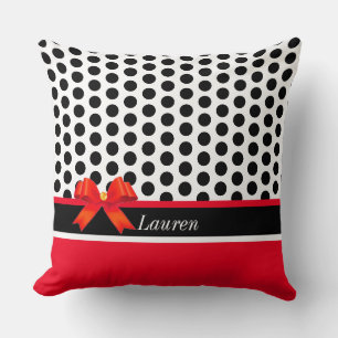 Elegant Zwart Rood en Wit Kussen