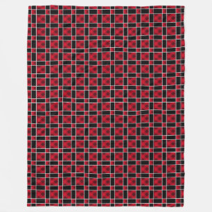 Elegant zwart & rood geruit patroon  fleece deken