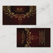 Elegant Zwart Rood & Goud 2 Kant Lijst Visitekaartje (Voorkant / Achterkant)