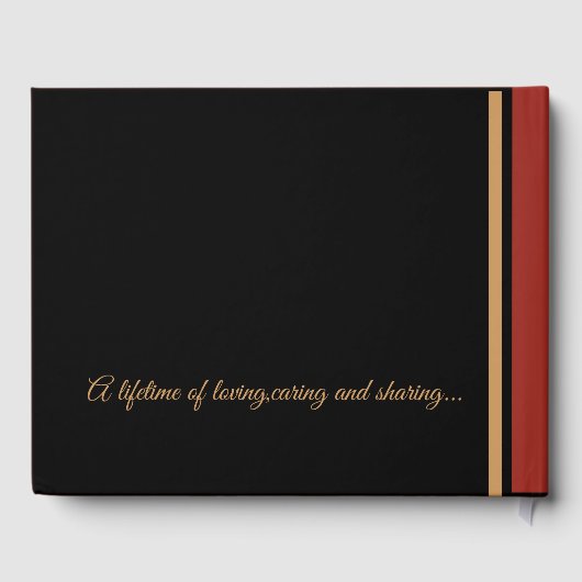 Elegant Zwart Rood Goud 50e Jubileum Gastenboek (Achterkant)