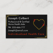 Elegant Zwart Rood Gouden Rand Zorgverlener Visitekaartje (Voorkant)