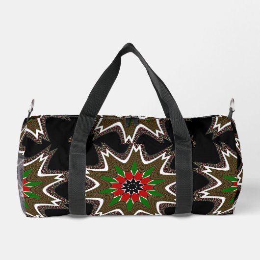 Elegant Zwart Rood Groen Bloemenkunst Patroon Desi Plunjezak (Achterkant)