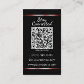 Elegant Zwart Rood Hart Foto QR Code Sjabloon Visitekaartje (Achterkant)