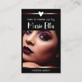 Elegant Zwart Rood Lijnen Foto QR Code Sjabloon Visitekaartje (Voorkant)