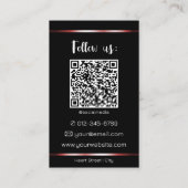 Elegant Zwart Rood Lijnen Foto QR Code Sjabloon Visitekaartje (Achterkant)