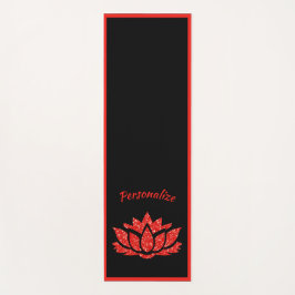 Elegant Zwart Rood Lotus Bloem Zen Yoga Namaste Yogamat