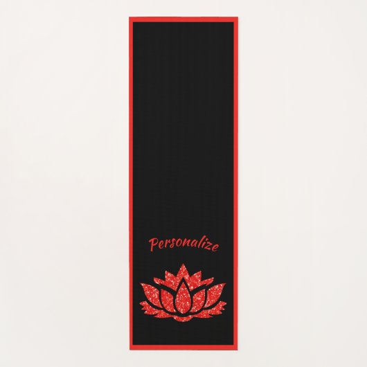 Elegant Zwart Rood Lotus Bloem Zen Yoga Namaste Yogamat (Voorkant)