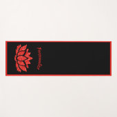 Elegant Zwart Rood Lotus Bloem Zen Yoga Namaste Yogamat (Voorkant (horizontaal))
