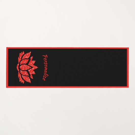 Elegant Zwart Rood Lotus Bloem Zen Yoga Namaste Yogamat (Voorkant (horizontaal))