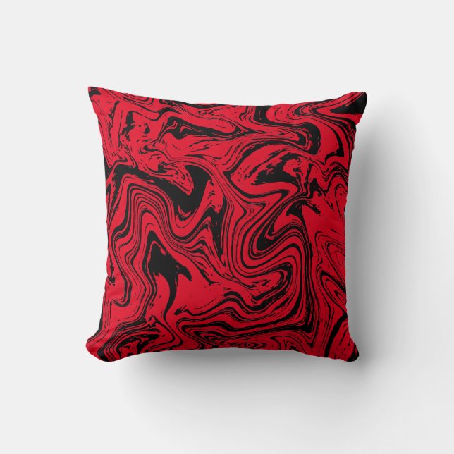Elegant zwart rood marmer kussen (Voorkant)