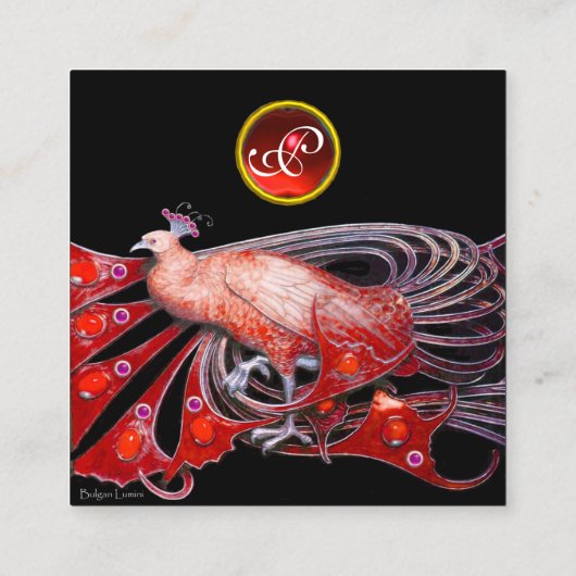 ELEGANT ZWART ROOD PAVO MODE JUWELEN MONOGRAM VIERKANTE VISITEKAARTJE (Achterkant)
