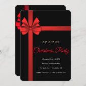 Elegant Zwart Rood Ribonn Kaart (Voorkant / Achterkant)