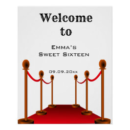 Elegant Zwart Rood Tapijt Zoet 16 Verjaardag Welko Perfect Poster