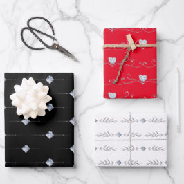 Elegant Zwart Rood Wit Patroon Gift Inpakpapier Vel