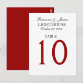 Elegant Zwart Rood Wit Trouwtafel Nummer Kaart (Voorkant / Achterkant)