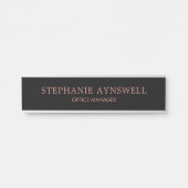 Elegant zwart Roos Gold Modern Deurbordje (Voorkant)