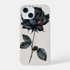 Elegant zwart Roos gotische bloementelefoonhoesje  iPhone 15 Case