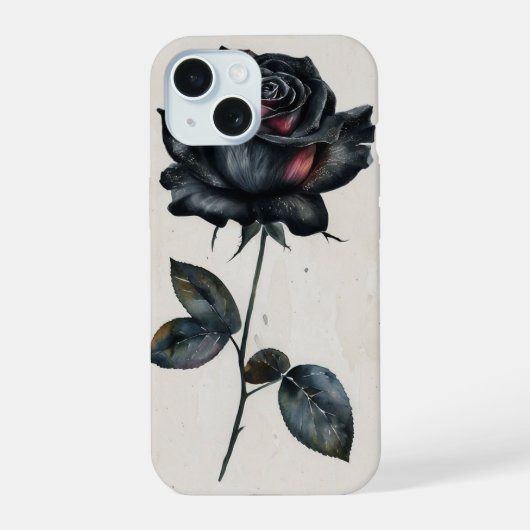 Elegant zwart Roos gotische bloementelefoonhoesje iPhone 15 Case (Achterkant)