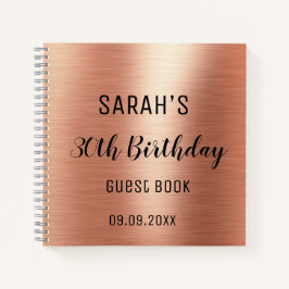 Elegant Zwart Roos Goud 30e Verjaardags Gast Notitieboek
