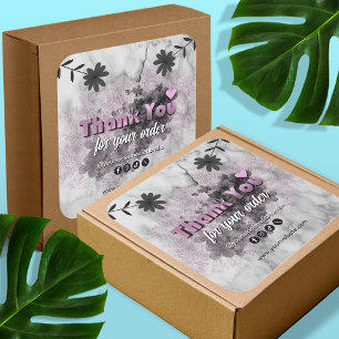 Elegant Zwart Roos Goud Custom Business Dank u Vierkante Sticker