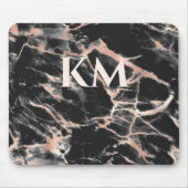 Elegant zwart roos goud girly marmer art monogram muismat (Voorkant)