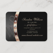 Elegant zwart Roos goud met diamanten en monogram Visitekaartje (Achterkant)