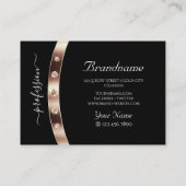 Elegant zwart Roos goud met monogram en diamanten Visitekaartje (Achterkant)