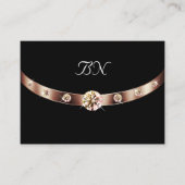 Elegant zwart Roos goud met monogram en diamanten Visitekaartje (Voorkant)