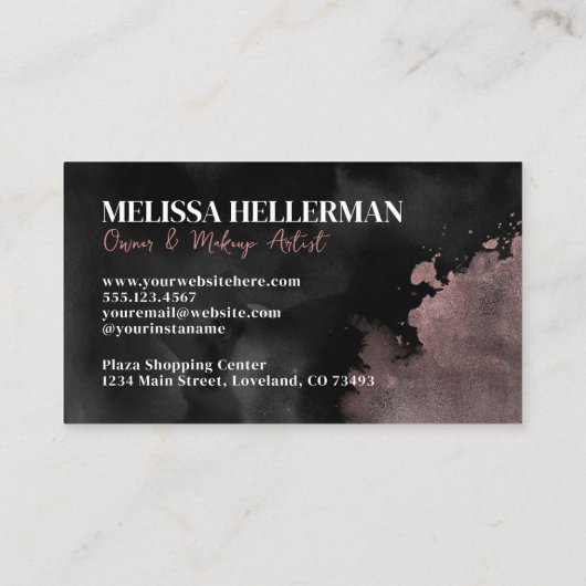 Elegant Zwart Roos Goud Monogram Visitekaartje (Achterkant)