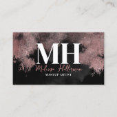 Elegant Zwart Roos Goud Monogram Visitekaartje (Voorkant)