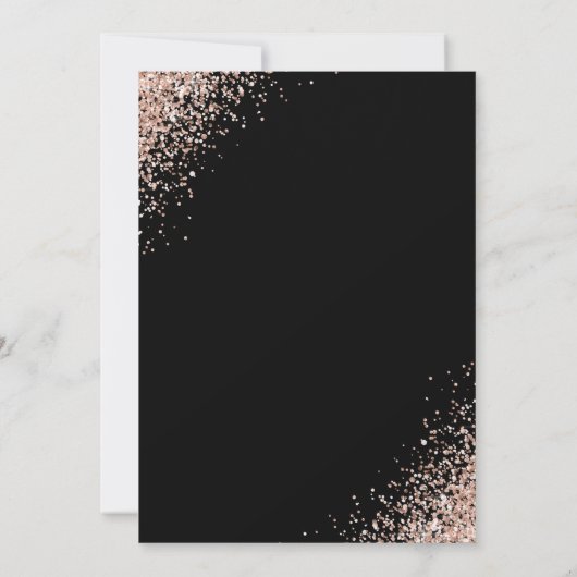 Elegant Zwart Roos Goud Roze Sweet 16 Verjaardag Kaart (Achterkant)