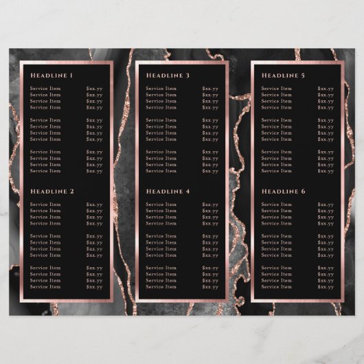 Elegant zwart Roos gouden agaat Brochure (Achterkant)