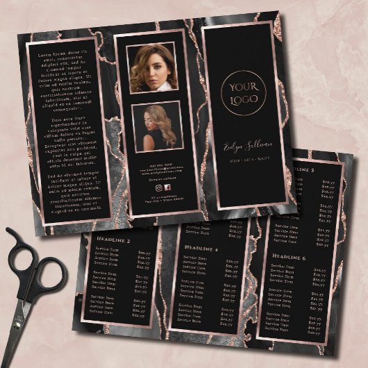 Elegant zwart Roos gouden agaat Brochure