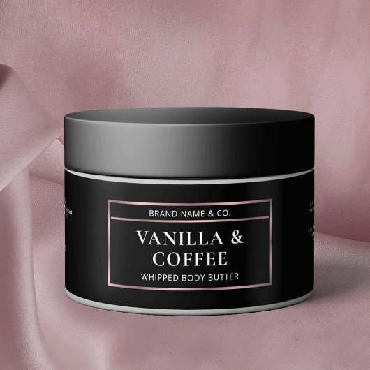 Elegant Zwart & Roos Gouden Body Butter Pot Label Waterfles Etiket