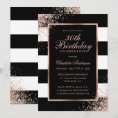 Elegant Zwart Roos Gouden Confetti 30ste Verjaarda Kaart (Voorkant / Achterkant)