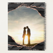 Elegant Zwart Roos Gouden Folie Agaat Foto Bruilof Planner (Achterkant)