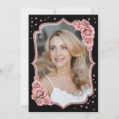 Elegant Zwart Roos Gouden Foto 50e Verjaardag Kaart (Achterkant)
