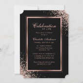 Elegant Zwart Roos Gouden Fotoviering van het Leve Kaart (Voorkant)