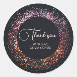 Elegant zwart Roos gouden glitter dank u Ronde Sticker