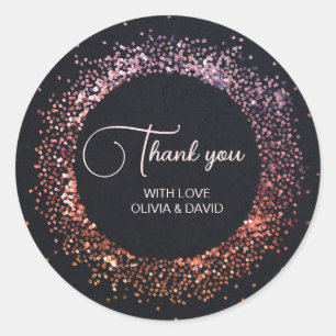 Elegant zwart Roos gouden glitter dank u Ronde Sticker