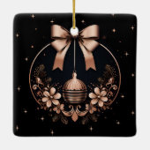 Elegant zwart-Roos gouden kerstfoto Ornament (Achterkant)
